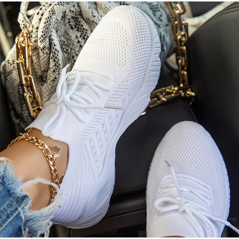 Women Sneakers Breathable Casual Women Sports Shoes Lace Up Ladies Flats Female Summer Vulcanized Running Zapatillas De Mujer.