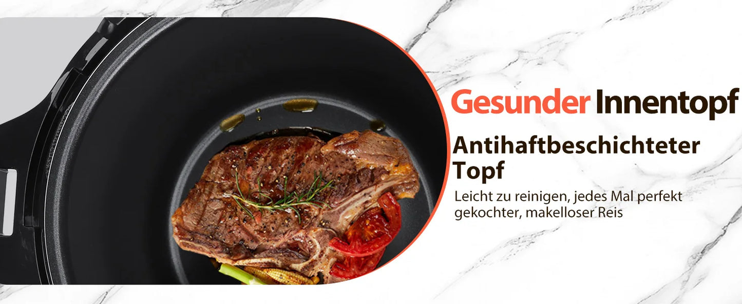 Aigostar Pressure Cooker 6L, 18-in-1 Multicooker, Keep Warm, Non-Stick Coating, Easy Cleaning, Digital Touchscreen, 1000W Pressu.