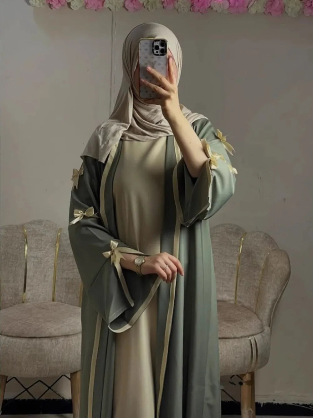 Eid Muslimischen Bogen Abaya Frauen Kleider Jalabiya Vestidos Largos Split Hülse Ramadan Marokko Dubai Lange Robe Party Islam Kaftan 2025