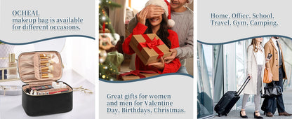 Makeup Bag Portable Cosmetic Bag Large Capacity Travel Makeup Case Organizer Black For Women Toiletry Bag for Girls Traveling.