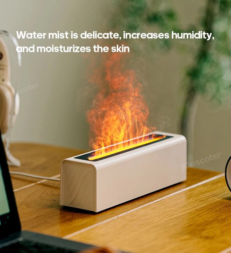 KINSCOTER Realistic Colorful Flame Aromatherapy Diffuser Aroma Essential Oil 150ml USB Air Humidifie Purifier Air Freshener.