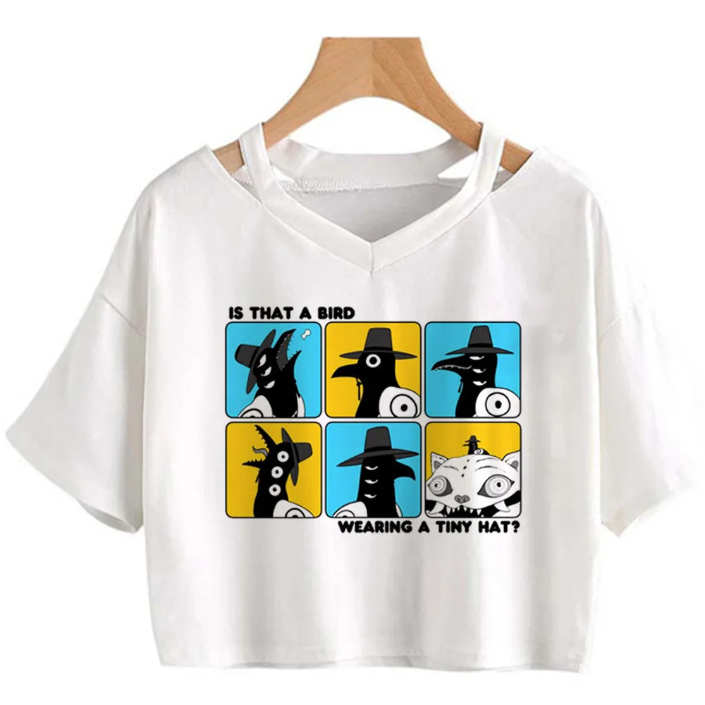 Kpop Demon Hunters Girls O-Neck Casual Women Summer Shirts Crop T-shirt.
