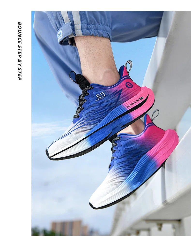 Men Sport Shoes Professional Cushioned Carbon Plate Running Shoes Breathable Lace-up Casual Sneakers Marathon Athletic Footwear.