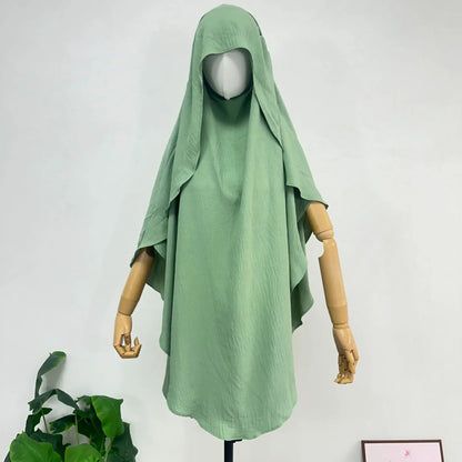 2025 Summer Muslim Women's Hijabs Traditional Soft Plain Scarf Khimar One Layer Stretch Soft Split Traditional Zip Chador