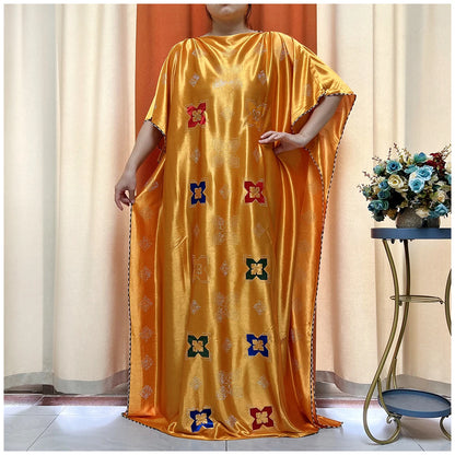 African Abaya For Women Kaftan islamic Clothing With Scarf African Women Dress Inlaid Mubarak Dubai Femme Luxury Muslim Dress.