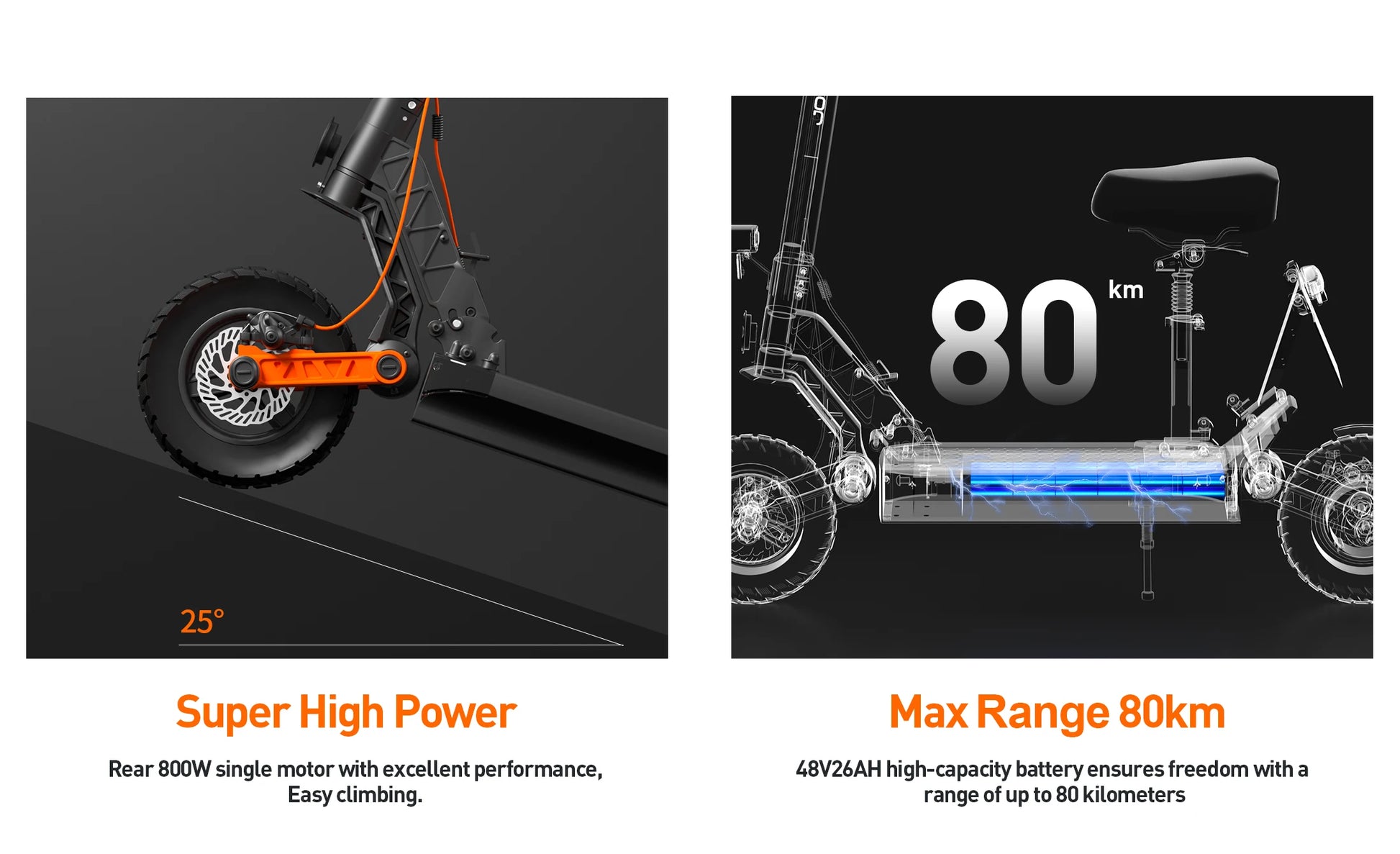 JOYOR S8E Electric Scooter, 800W Motor 48V 26AH Battery Adult E-Scooter 10 Inch Tires, 45km/h Max Speed Front & Rear Disc Brake.