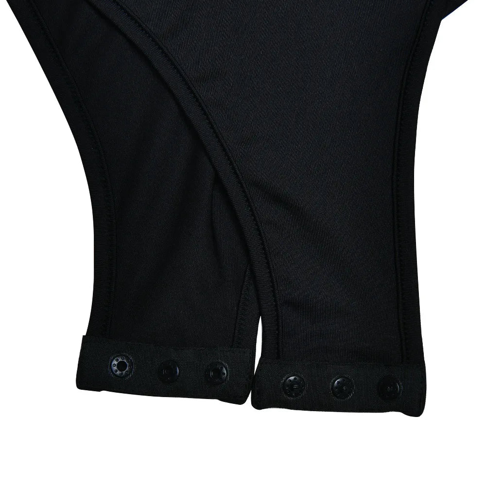 Cryptographic Fashion Off Shoulder Ruched Wrap Bodysuits Outfits for Women Elegant Skinny One Piece Long Sleeve Tops Solid.