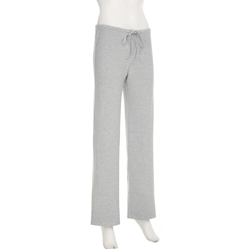 Apprabant Casual Fashion Drawstring High Waist Trousers Set Lace Up Flared Sleeve V Neck Twist Tops Plush Loose Pants Suit