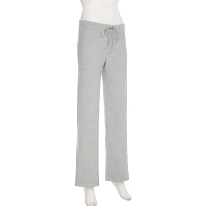 Apprabant Casual Fashion Drawstring High Waist Trousers Set Lace Up Flared Sleeve V Neck Twist Tops Plush Loose Pants Suit