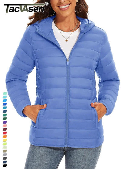TACVASEN Full Zip Up Hooded Puffer Jacket Womens Winter Quilted Warm Coats Casual Windbreaker Padded Lightweight Outdoor Outwear.