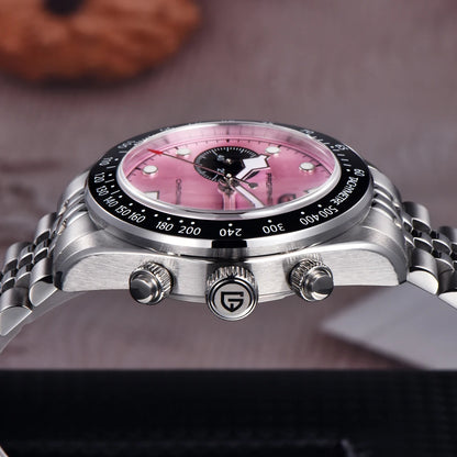 PAGANI DESIGN Men Watches New Pink BB Panda Dial Chronograph Fashion Luxury Quartz Watch For Men VK64 Movt Waterproof Watch 2025.
