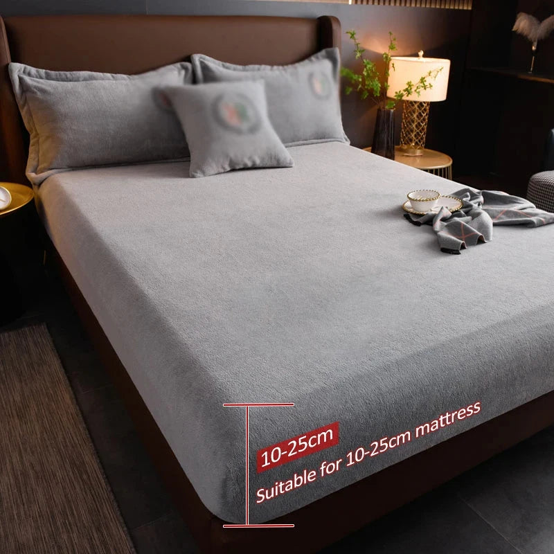 Thickened Velvet Mattress Cover High-quality Solid Color Bedspread Latex Mattress Elastic Soft Mattress Covers 160/180/200x200cm.