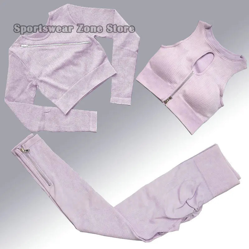 Yoga Suit High Waist Leggings Running Training Tights Sports Outfits Long Sleeve Crop Top Bra Seamless Fitenss Set Fitness Wear