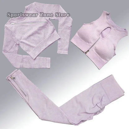 Yoga Suit High Waist Leggings Running Training Tights Sports Outfits Long Sleeve Crop Top Bra Seamless Fitenss Set Fitness Wear