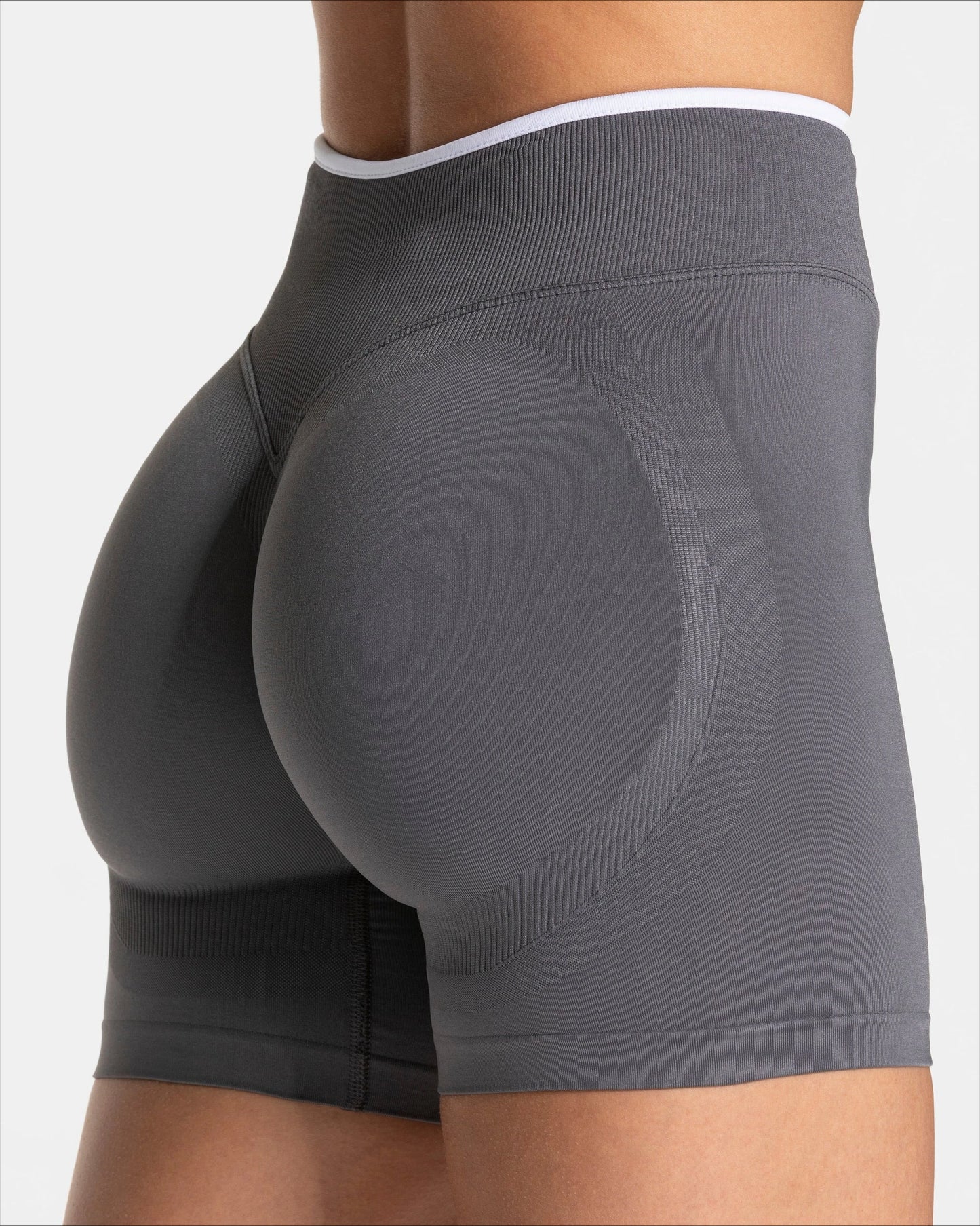 Women's Seamless Gym Solid Color Sports Shorts White Waist Tight High Waist Hip Lifting Yoga Pants Running Sports Shorts