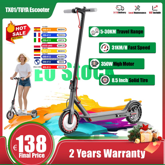 JUICEASE TUYA/TX01 Scooter Electric Scooter for Adults 8.5 Inch Tire Portable Lighting Cruise Control Escooter 350W 5-30KM Range.