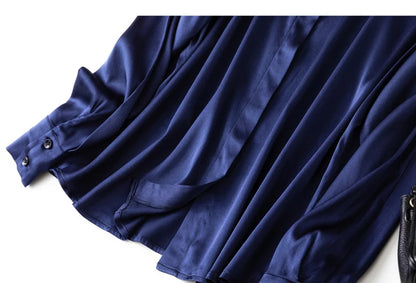 Tajiyane Damen-Langarmshirt aus 93 % Maulbeerseide, 7 % Elasthan, 19 Momme, Satin-Seidenknöpfe, Oberteil, Bluse, Büroarbeit, Chemise Femme