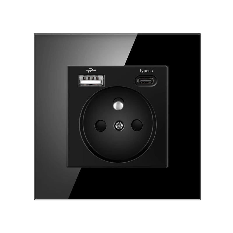 Nywp Französisch standard stecker, glas wallboard, Französisch netzteil, 16a 220V erdung buchse, kind schutz tür