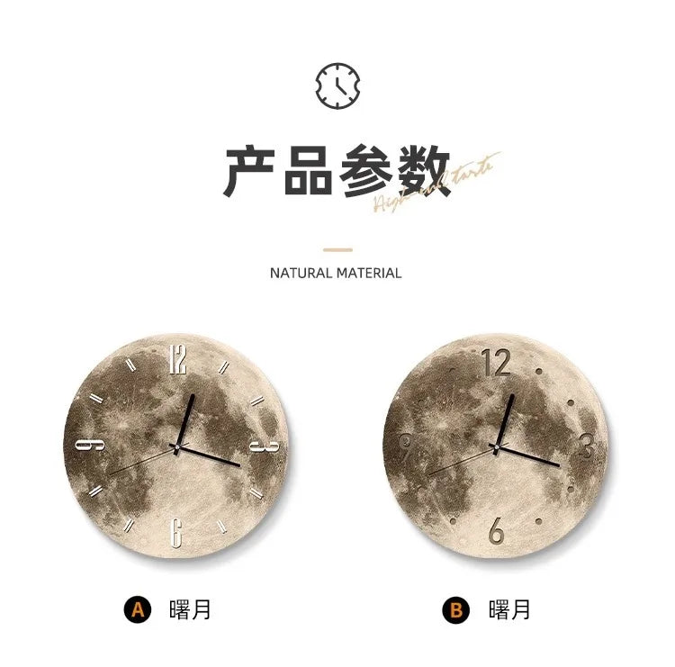 20-Zoll-Mode-Wanduhr, Esszimmer, Wohnzimmer, Mond, die Erde, Modellierung, LED-Licht, geräuschloses Uhrwerk, Schlafzimmeruhr, Wanddekoration