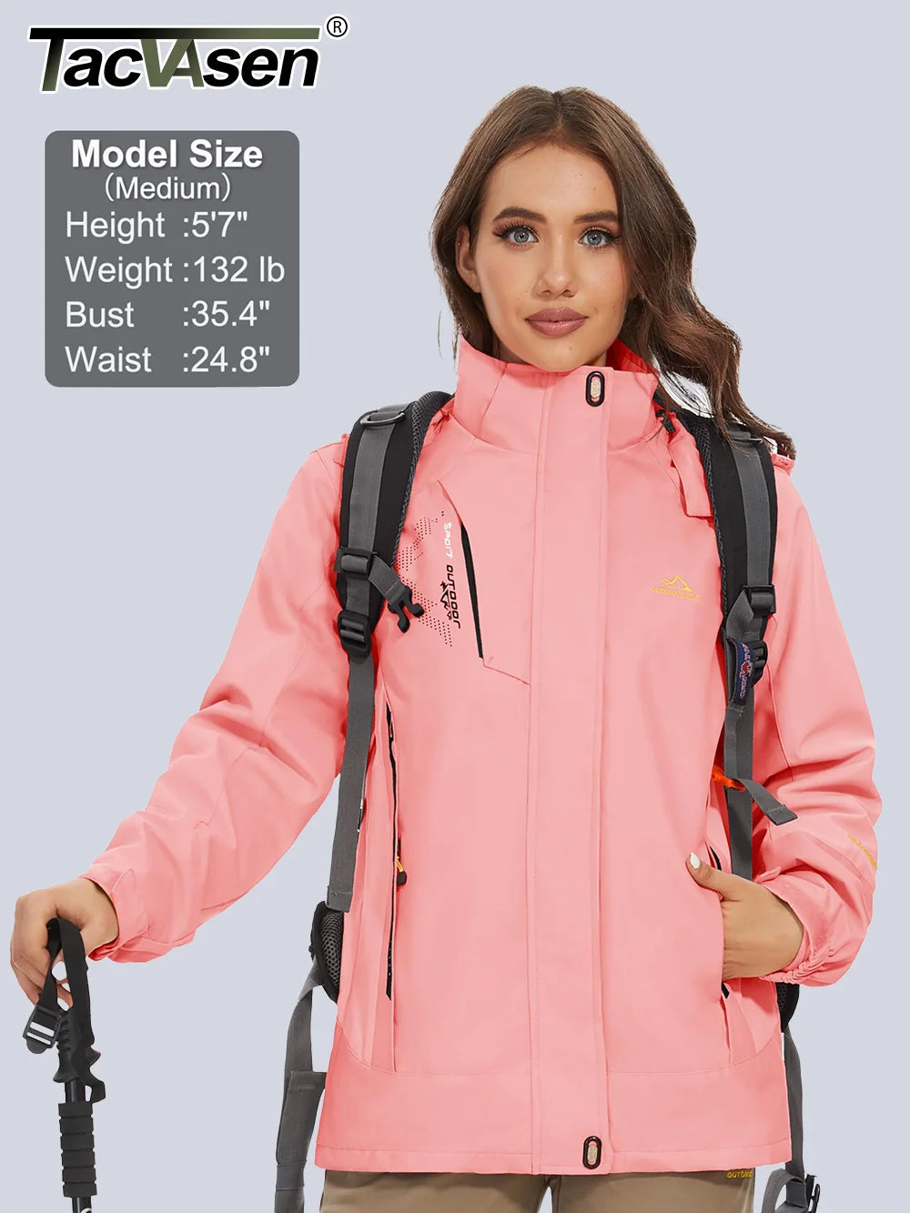 TACVASEN 3 in 1 Winter Fleece Jacket Womens Waterproof Ski Snowboard Jackets Work Rain Coat Outdoor Windbreaker Female Parka.