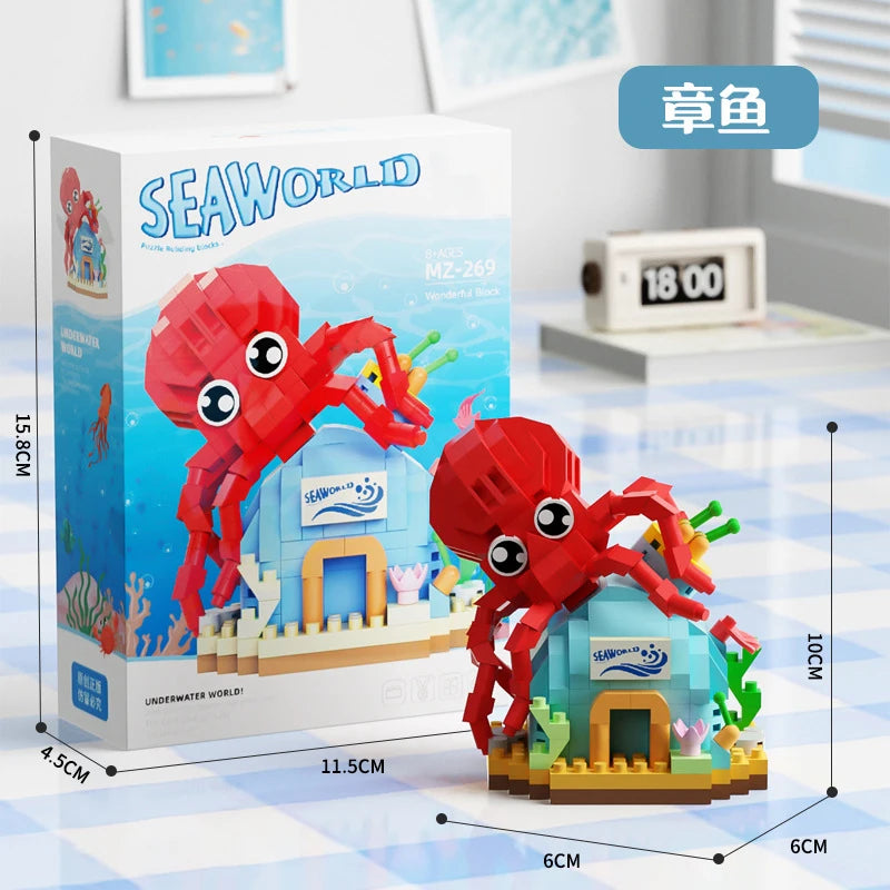 Marine Animals Micro Particle Building Blocks Toys for Children 6 to 10 Years Animal Diy Assembled Toys Puzzle Games Child Gifts