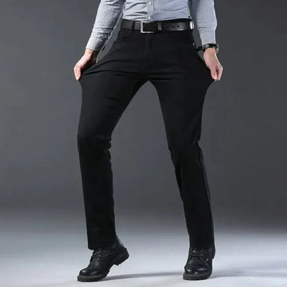 Brand Jeans 2025 Summer Business Jeans Men Light Blue Casual Straight Stretch Fashion Classic Work Denim Trousers Male Clothing.