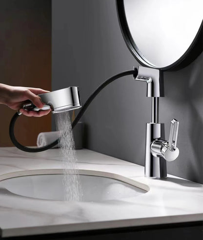 VGX Multifunctional Bathroom Faucets Pull Out Basin Mixer Sink Faucet Gourmet LED Display Tap 360° Tapware Crane Brass Chrome