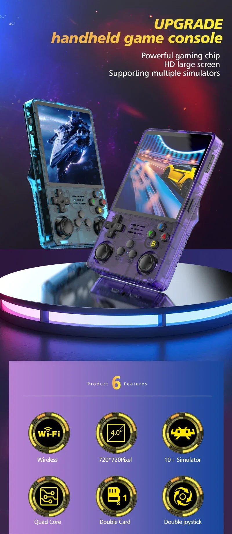 TOP Sale 4"IPS Big Screen R36S Plus Retro Handheld Game Console Linux 64-bit System RK3326 Portable Pocket ARKOS 2.0 R36SPLUS.