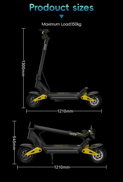 OOTD S10 E-Scooter 1400W Motor 48V20AH Battery City Off-Road Electric Scooter Adult 10-Inch Road Tires Foldable EScooters.