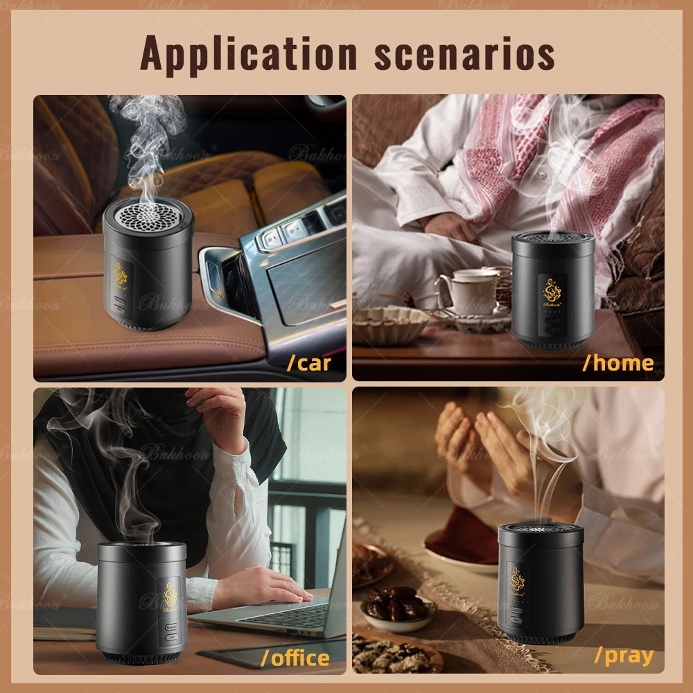 ChuHan Arabic Electric Aroma Diffuser Comb And Car Incense Burner 2 in 1 Rechargeable Portable USB Type C Environment Aromatizer.