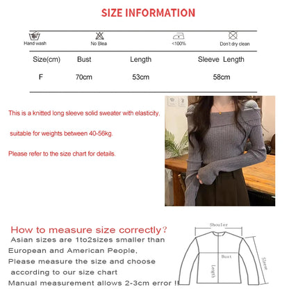 Solide Sexy Schlank Off Schulter Slash Neck Langarm Stricken Pullover Frauen Jumper Büro Mode Neue