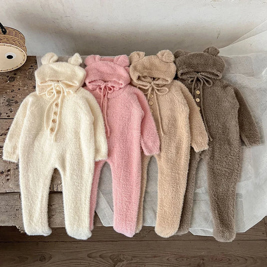 2024 neue Herbst Infant Baby Jungen Mädchen Overall + Hut Samt Einfarbig Lange SleevedNewborn Baby Mädchen Bodys Baby kleidung.