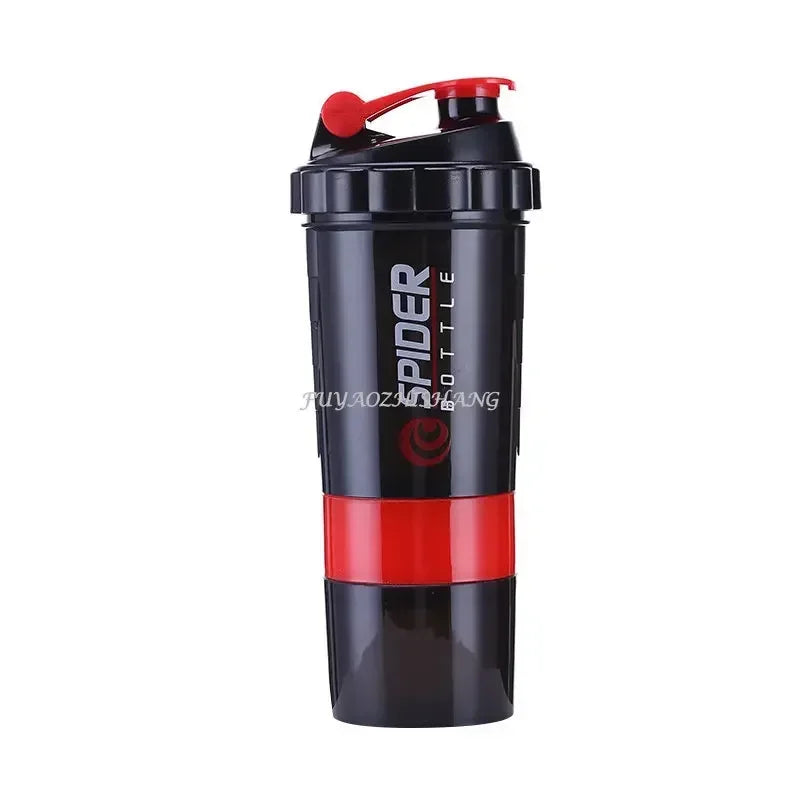 3 Layer Shaker Bottle Protein Mixing Shake Cup Sports Fitness Water Cup 550ml Scaled Plastic Water Bottles with Medicine Box.
