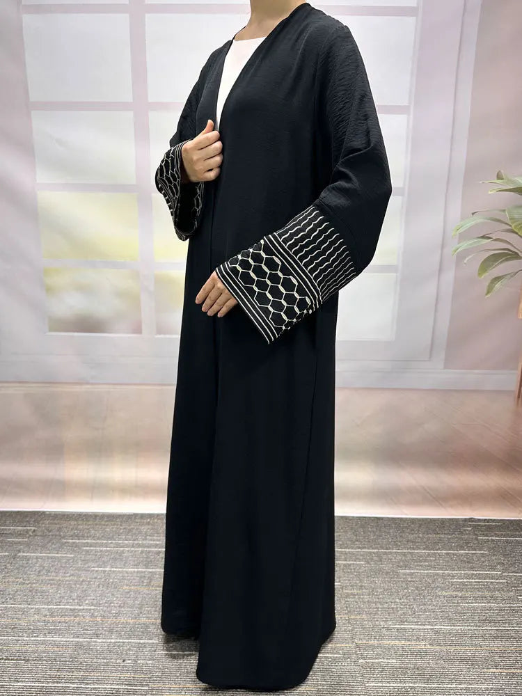Embroidery Open Modest Kimono Abaya Dubai Luxury Islam Muslim Kaftan Modal Dress Arabic Abayas Women Kebaya Robe Femme Musulmane.