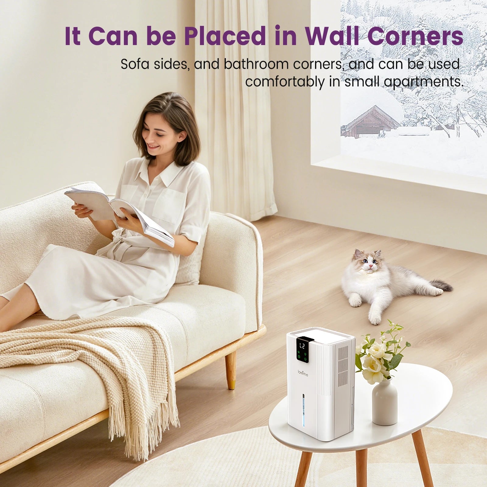 LOEFME 2.8L Mute Dehumidifier 650ml/Day Moisture Absorbers Air Dryer Quiet Air Dehumidifier with Touch Display For Home Bathroom.