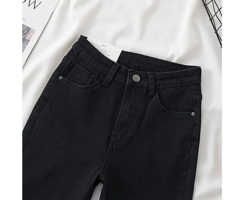 High Waist Slim Fit Jeans Women's Spring Summer Autumn Fashionable Nine Points Elasticity Pencil Pants Tightening And Lengthenin