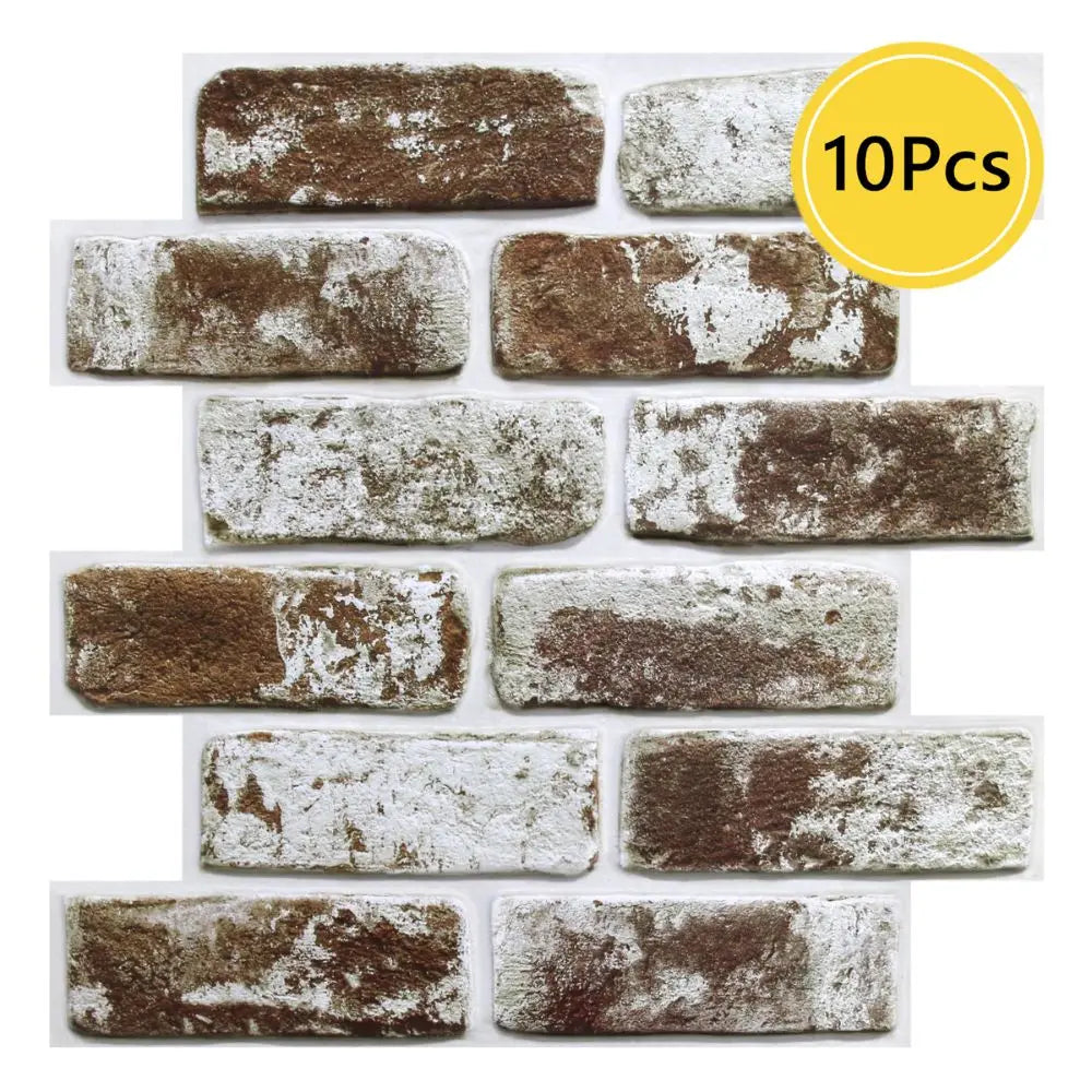 10pcs 3D Brick Wall Stickers Self-adhesive Faux Brick Wall Panels, Matt, Waterproof, 30 x 30cm, Living Room Bedroom Wall Decor