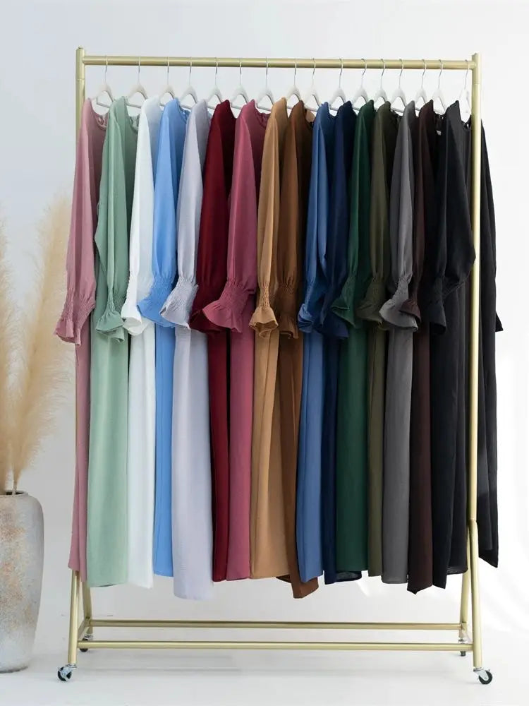 Eid Jersey Solid Modest Under Abaya Dubai 2024 Palestine Women Islamic Clothing Muslim Kaftan Inner Dresses Robe Femme Musulmane.