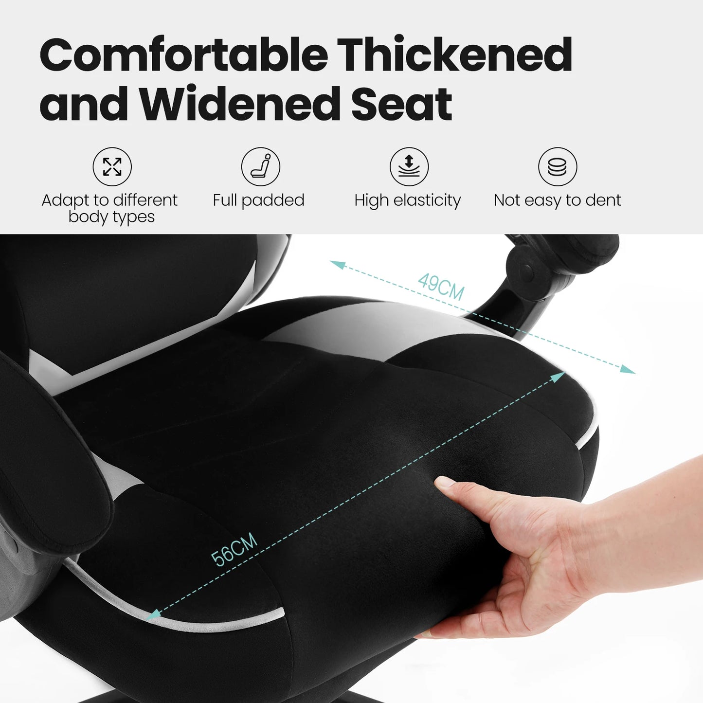 WOLTU Drehbarer Gaming-Rennstuhl, Schreibtisch, Büro, Computerstuhl, Sportsitz mit Kopfstütze, Lendenkissen, Fußstütze, Gamer-Stuhl