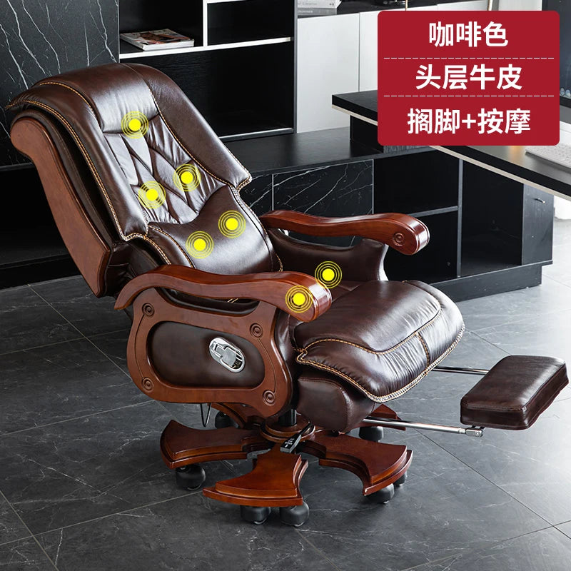 Business Leder Büro Computer Stuhl Liege Verstellbare Rückenlehne Executive Rotierenden Stuhl Massage Computer Büro Möbel