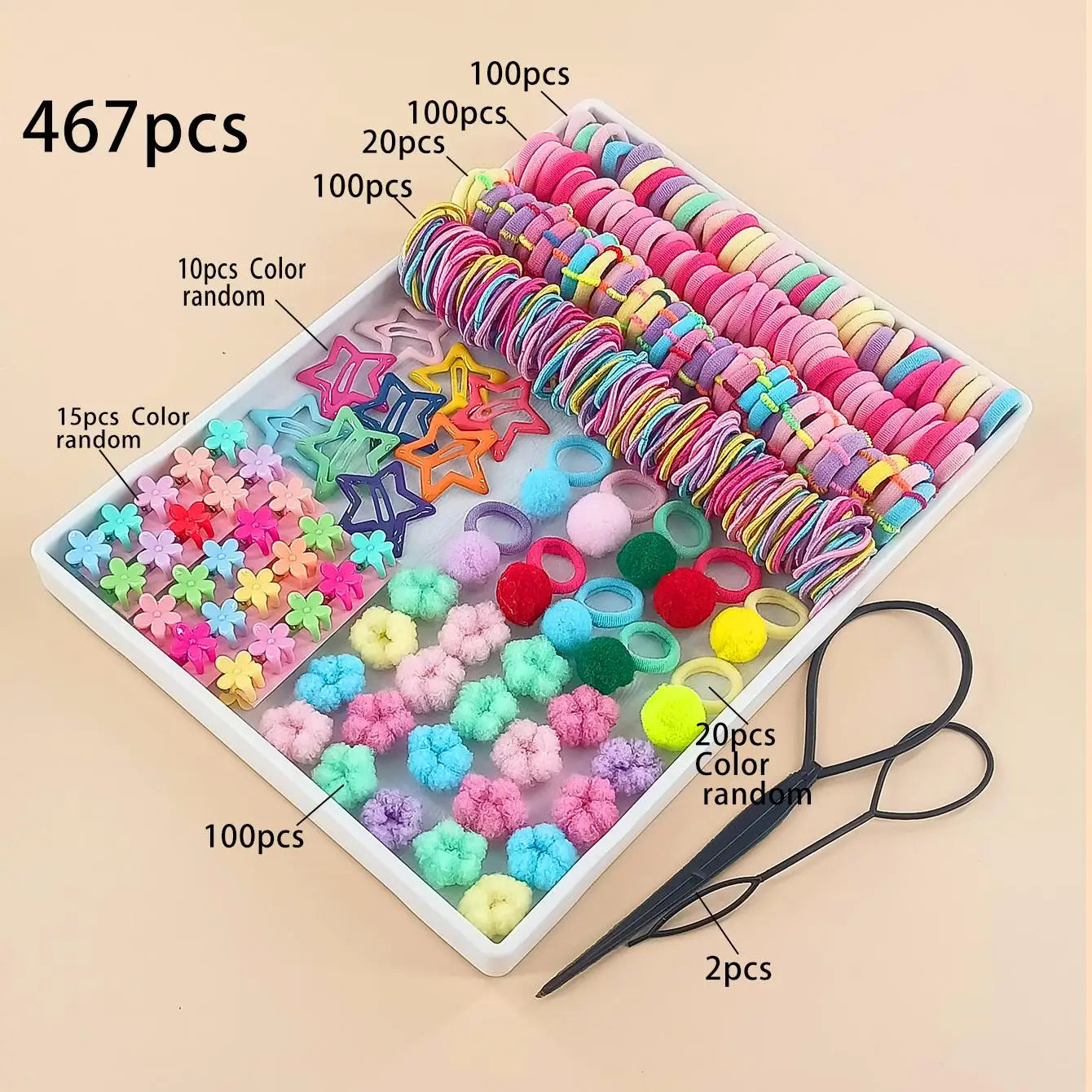 Girl Elastic Hair Bands Hair Pins Claw Clips Ponytail Hold Hair Tie Rubber Bands Scrunchie Hair Accessories Bands set for Girls.