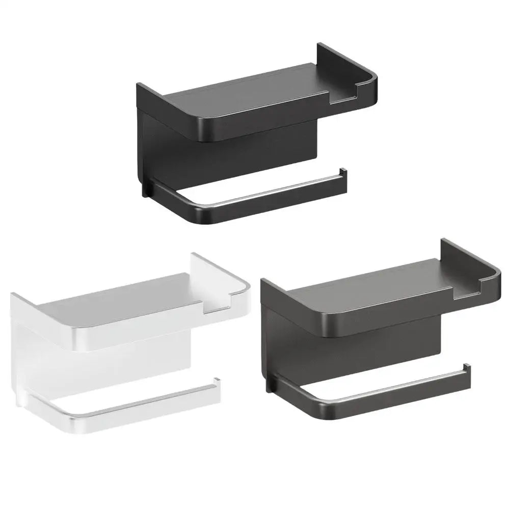 An der Wand montierter Toilettenpapierhalter, rostfrei, verdicktes Kunststoff-Aufbewahrungsregal für Badezimmer, Küche, Toilettenpapierrollenhalter