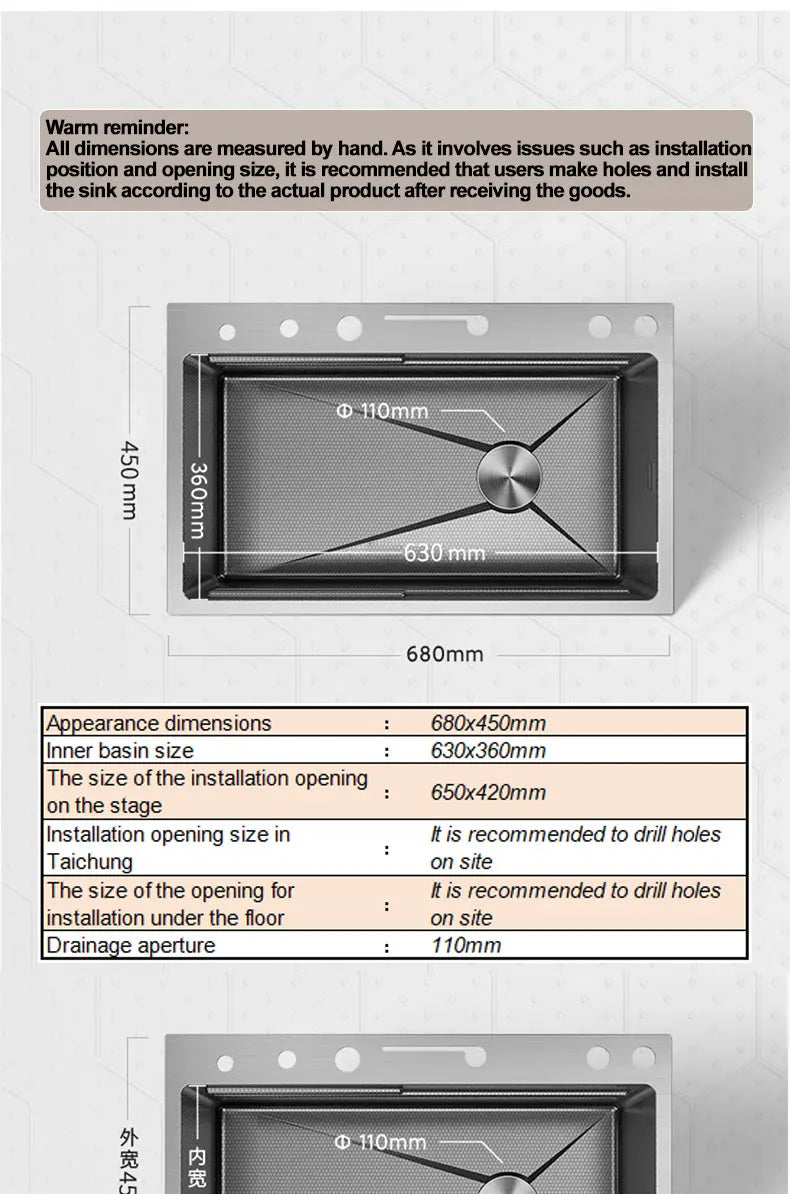 Extra Thick 5.0mm Kitchen 304 Sink, Whale Sink, Stainless Steel Large Single Sink, Waterfall Sink, Thickened Dish Sink