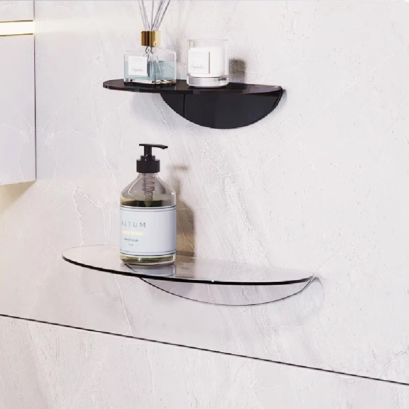 Bathroom Living Room Display Seamless Punch-free Fashion Decoration Color Acrylic Semi-circular Shelf Decoration Rack Storage.