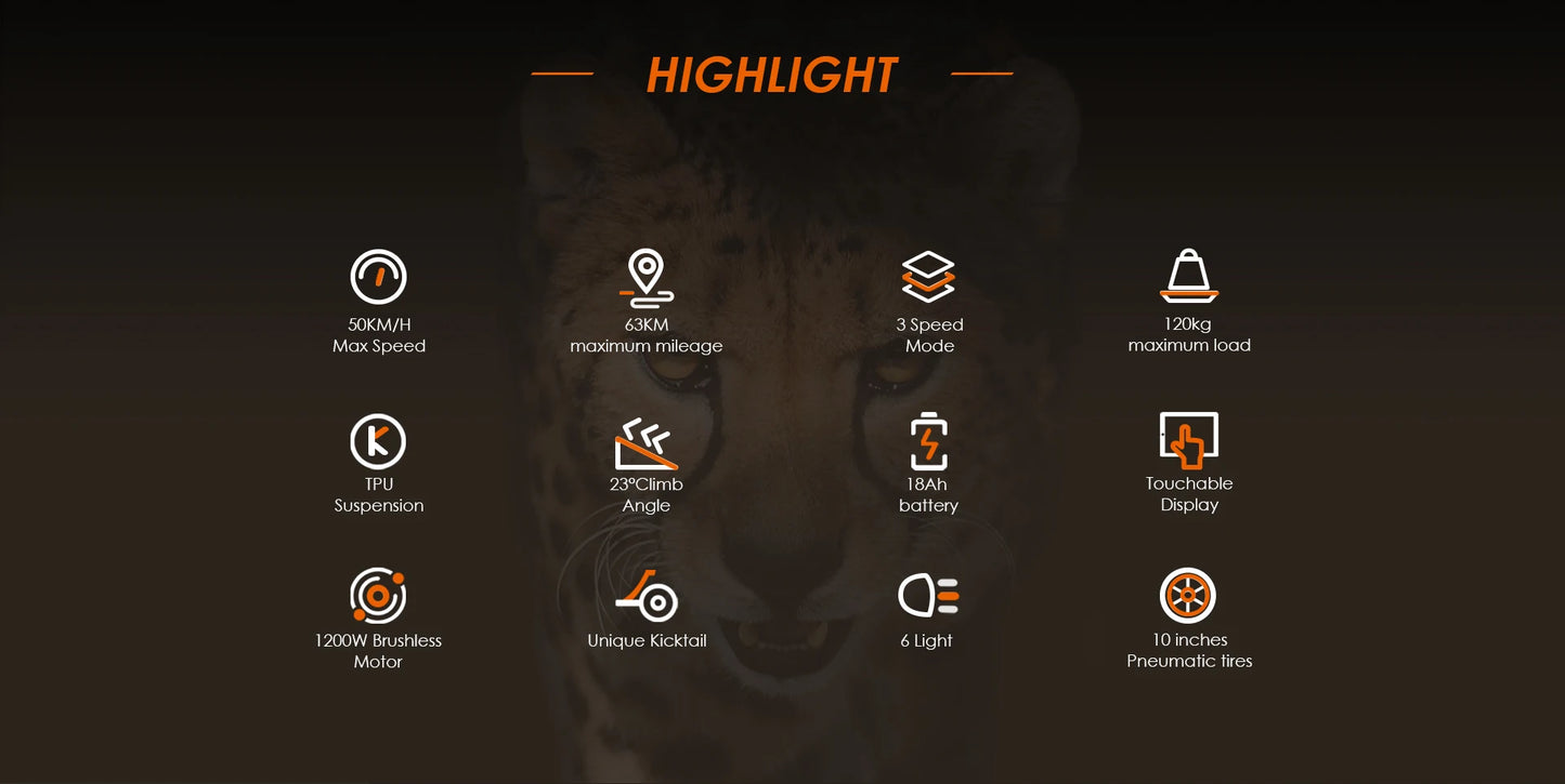 Kukirin G3 Adult Foldable Electric Scooter Powerful Wheels 1200W 52V18AH Electric Scooter.