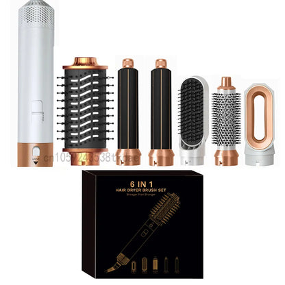 6 in 1 Hair Dryer Multifunctional hot air comb Set Professional Curling Iron Hair Straightener Air Styling Tool Hair Dryer