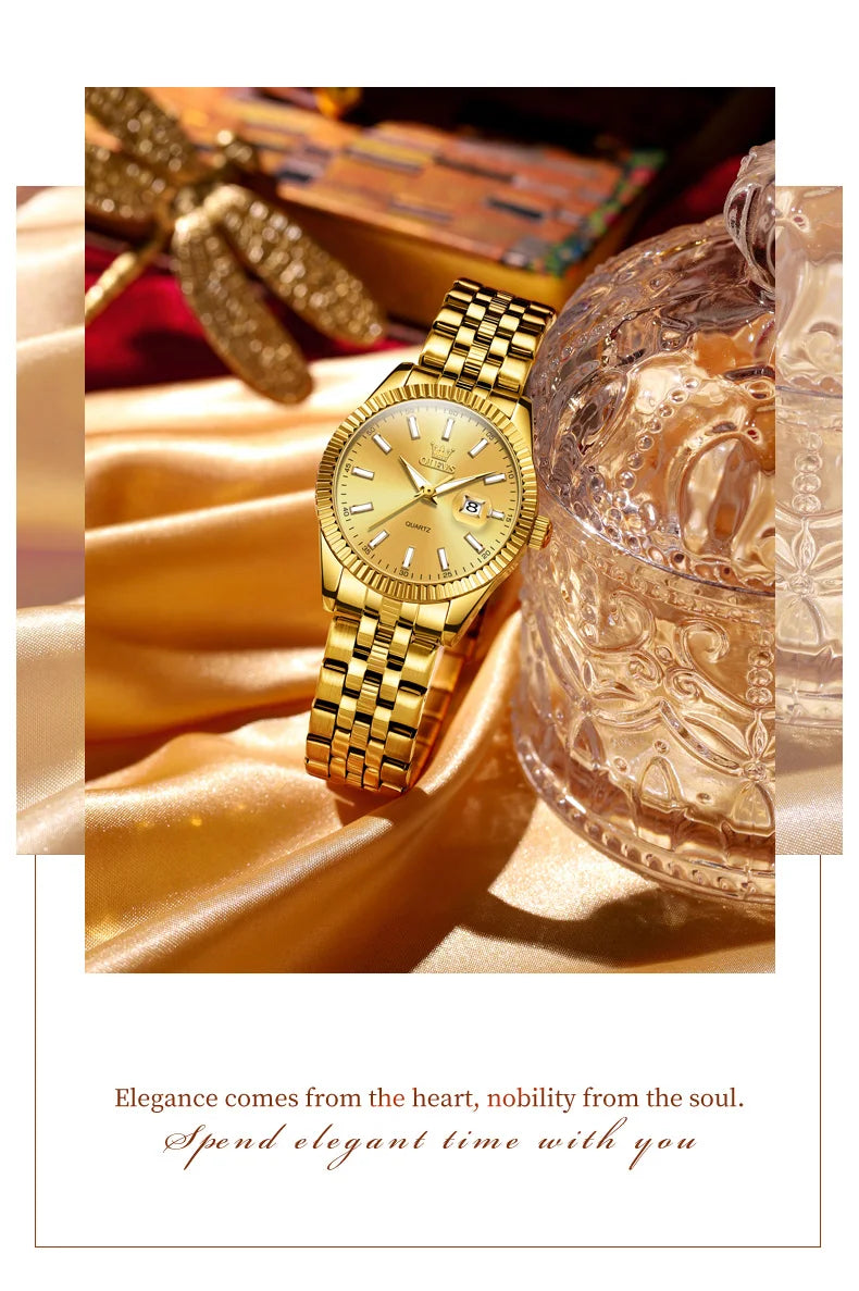 OLEVS 5593 Woman Watch Stainless Steel Waterproof Auto Date Elegant Ladies Wristwatch Luxury Original Quartz Watch for Women New.