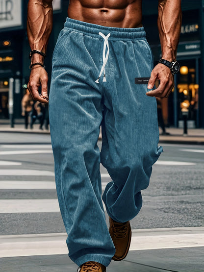Neue Frühlings- und Herbst-Cord-Freizeithose für Herren, einfarbig mit Kordelzugtaschen, atmungsaktiv und bequem, geeignet für.