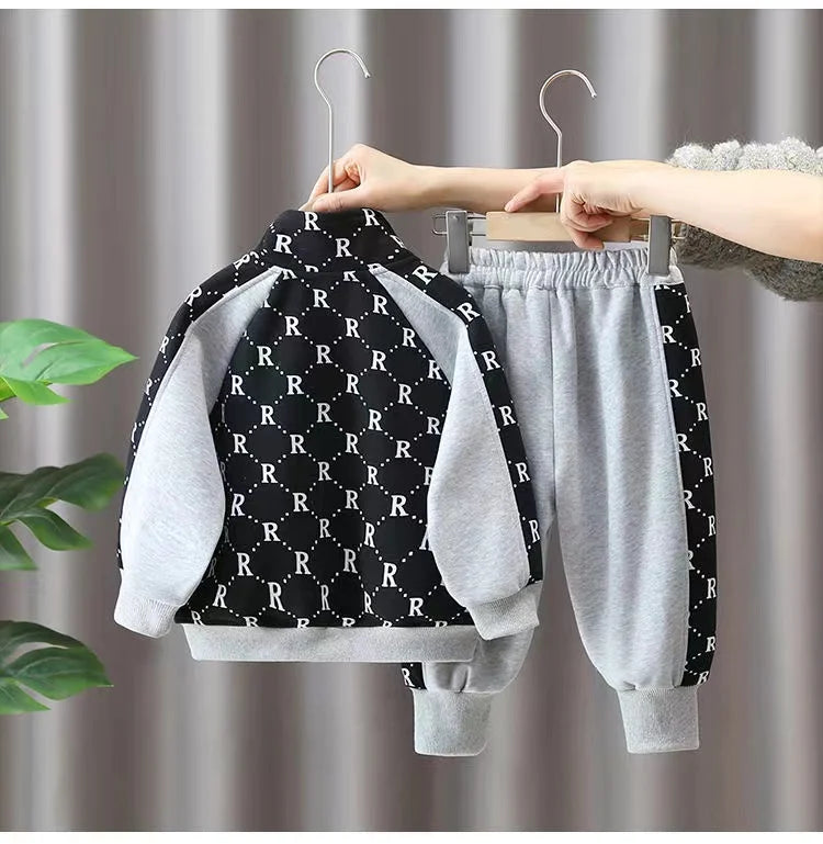 2-10Years Baby Boys Clothing Sets Spring Autumn Cotton Fashion Children Patchwork Jacket + Pants 2pcs Suit Kids Tracksuit.