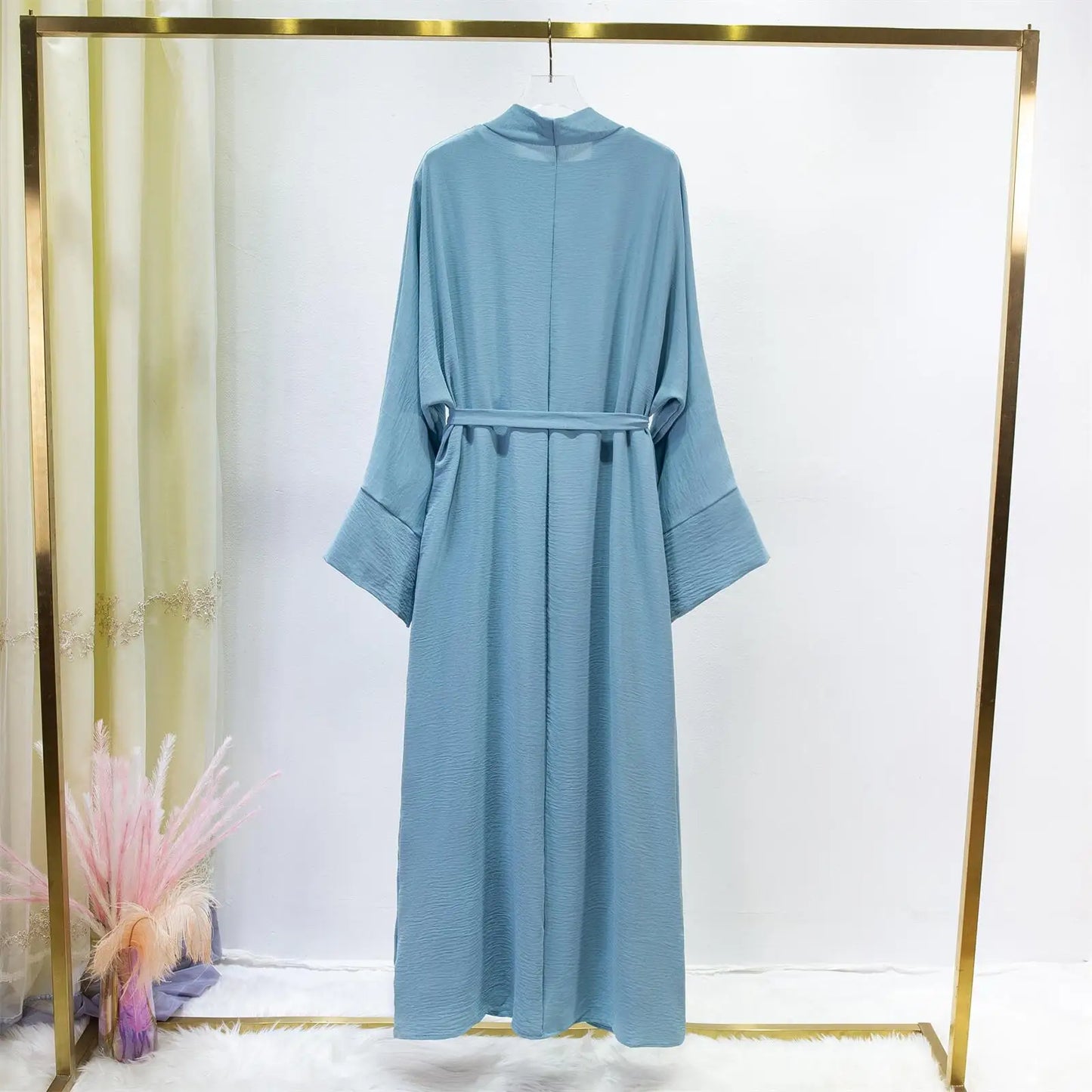 2 Bilder Muslimische Sets Muslim Jilbab Zwei Stücke Frauen Heraus Abaya Lose Strickjacke Mantel Ärmelloses Innenkleid Gebetskleidung mit Gürtel.